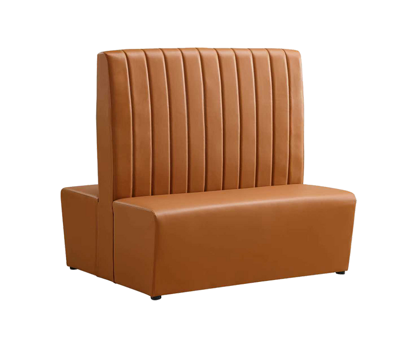48" Double Booth with Vinyl Seat, Finish Brown