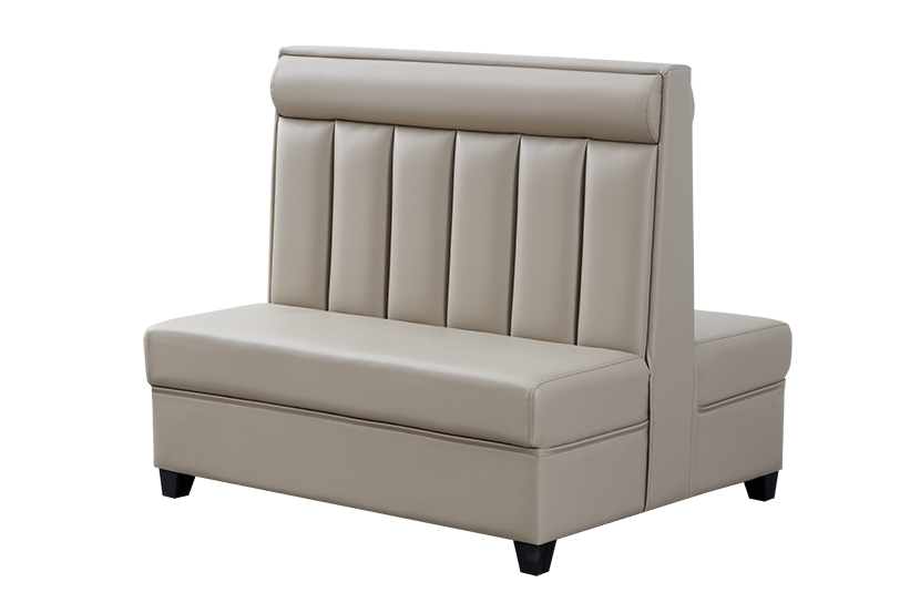 Double Booth with Black Vinyl Line Seat and Back, Length 48''