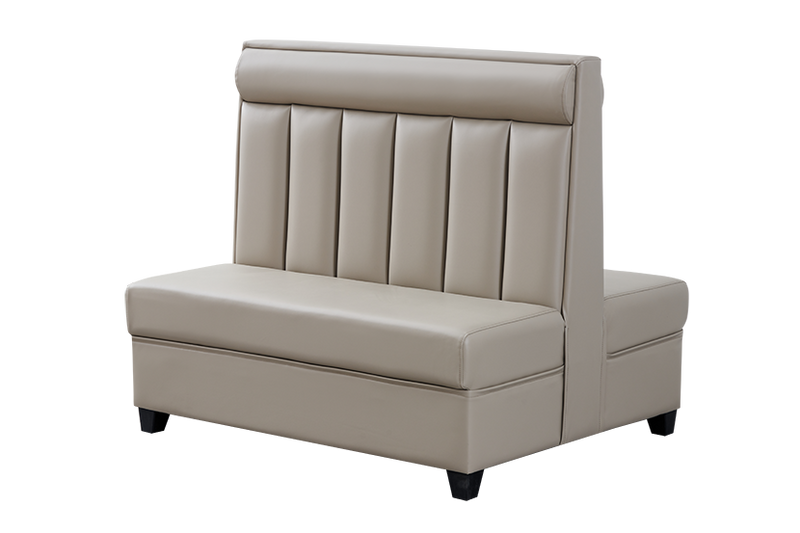 Double Booth with Black Vinyl Line Seat and Back, Length 48''