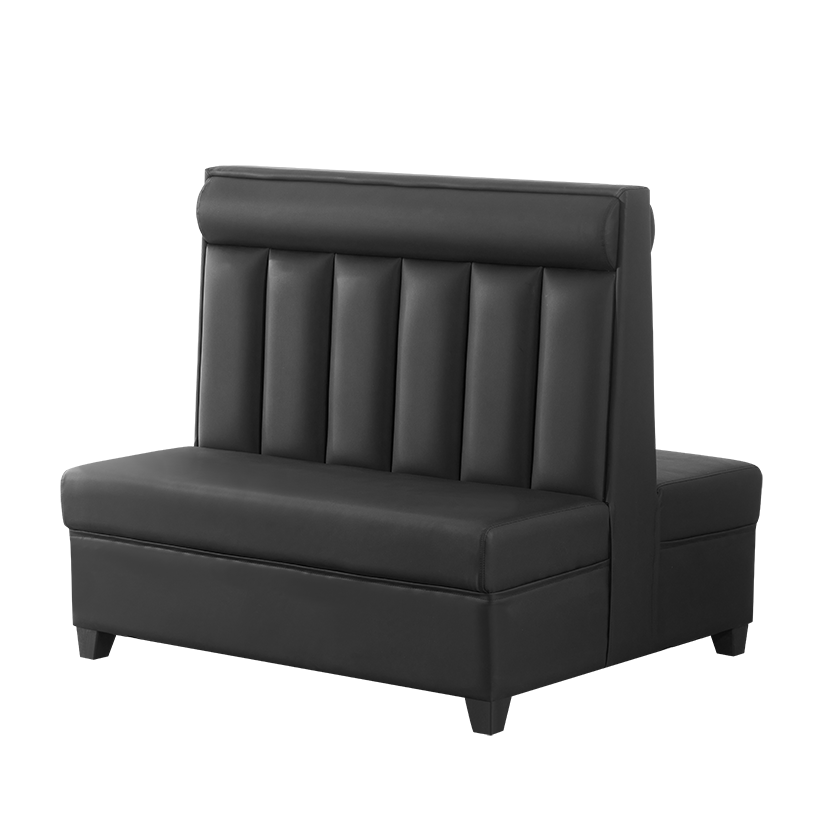 Double Booth with Black Vinyl Line Seat and Back, Length 48''