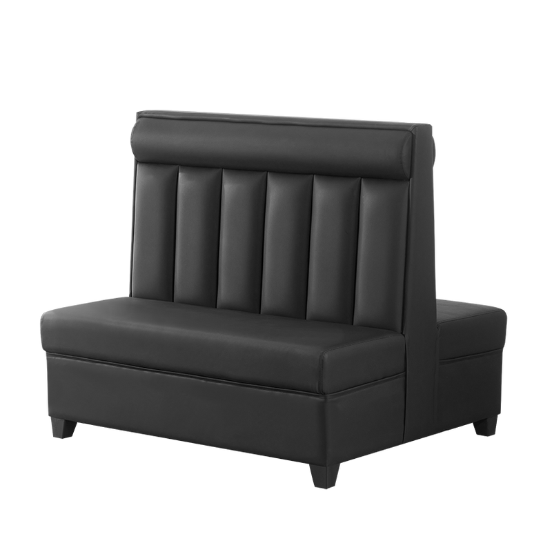 Double Booth with Black Vinyl Line Seat and Back, Length 48''