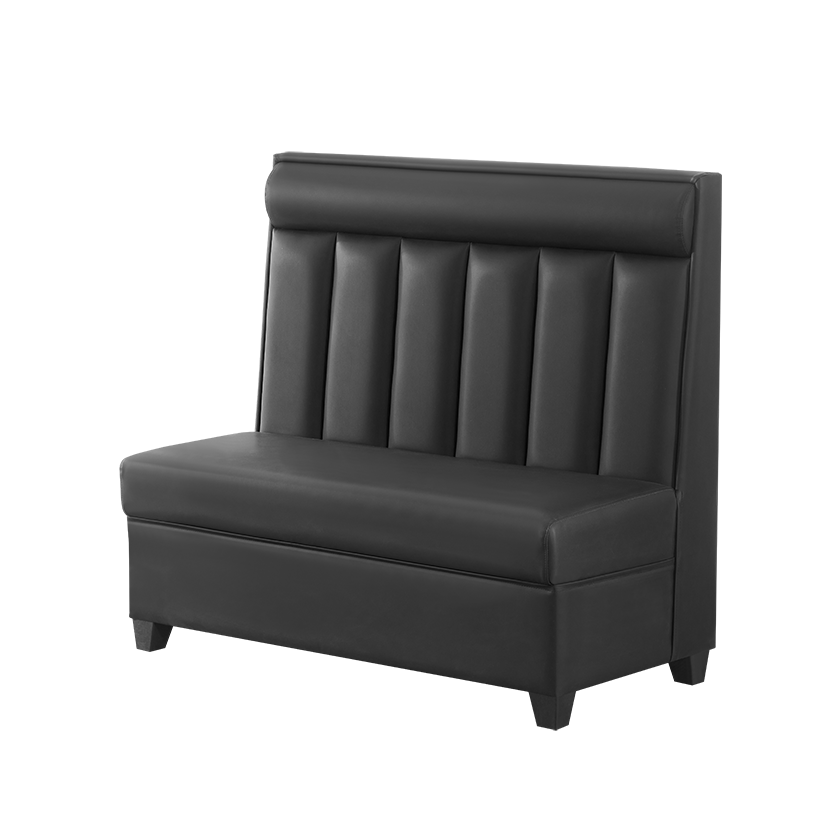 Single Booth with Black Vinyl line Seat and Back, Length 48''