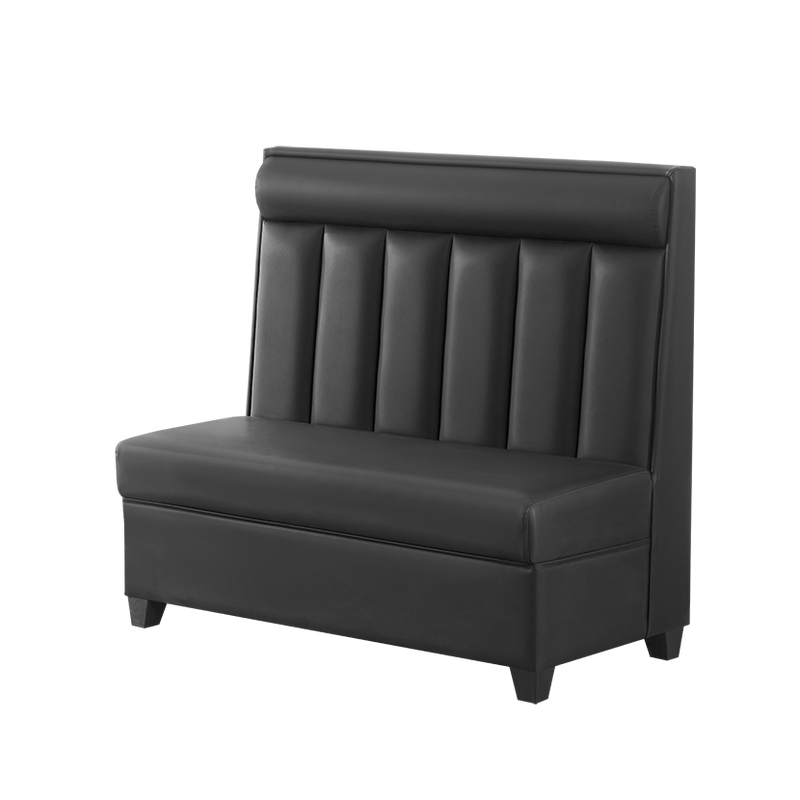Single Booth with Black Vinyl line Seat and Back, Length 48''