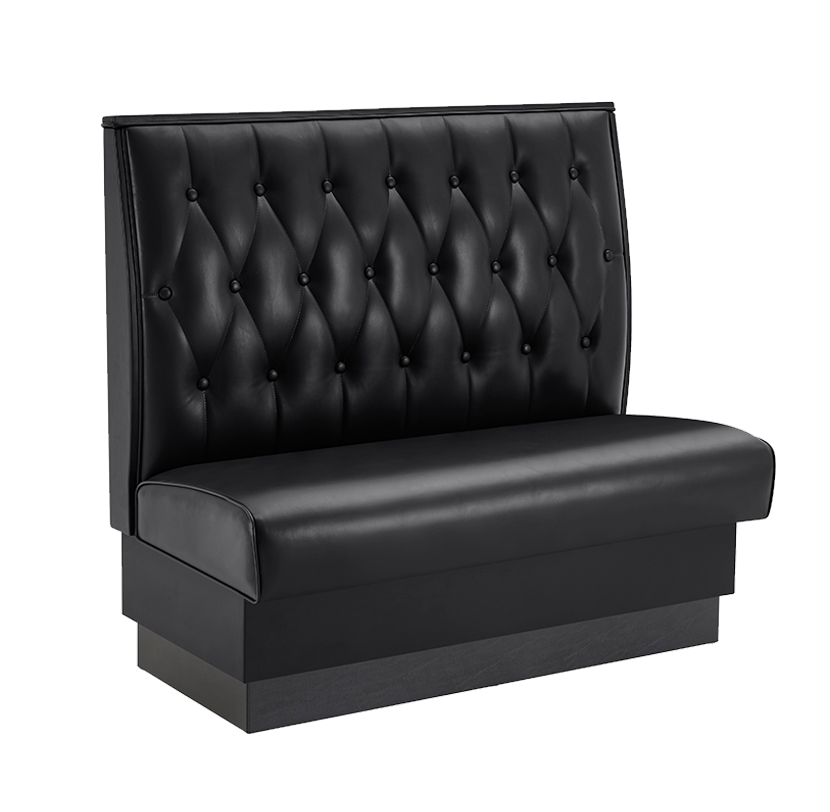 48" Length Single Booth W/ Black Vinyl Seat