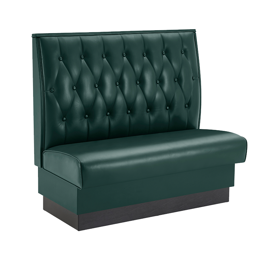 48" Length Single Booth W/ Green Vinyl Seat