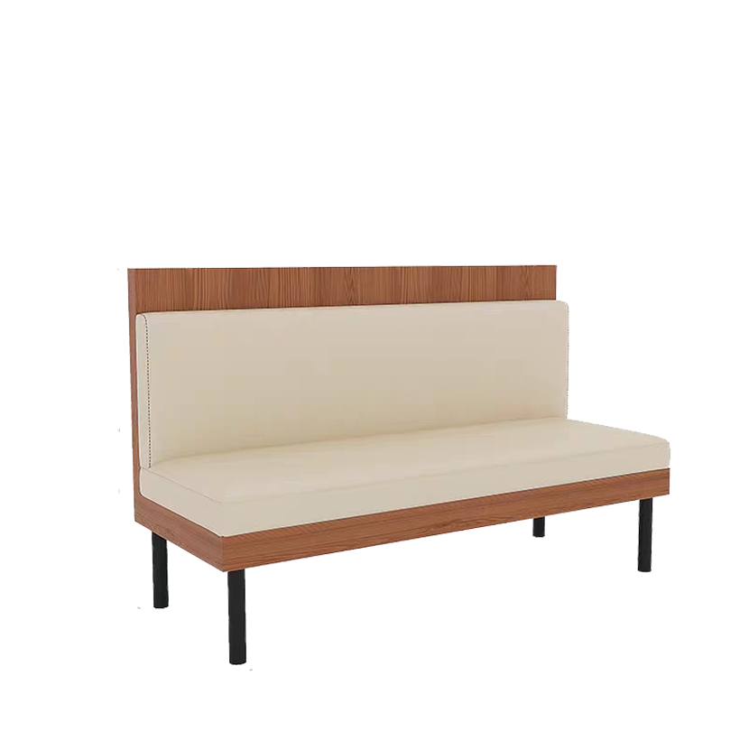 60" Single Booth with Beige Seat&Back, Finish Natural