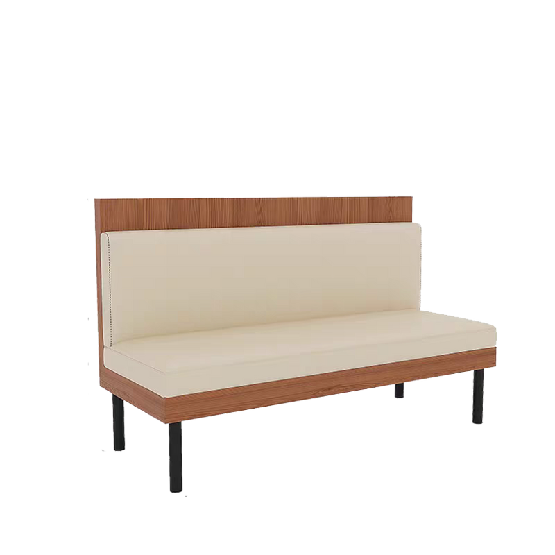 60" Single Booth with Beige Seat&Back, Finish Natural