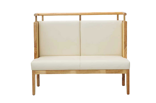 Solid wood Single Booth with Grey Vinyl Seat&Back, Finish Natural