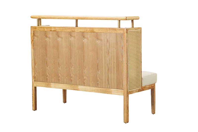 Solid wood Single Booth with Grey Vinyl Seat&Back, Finish Natural