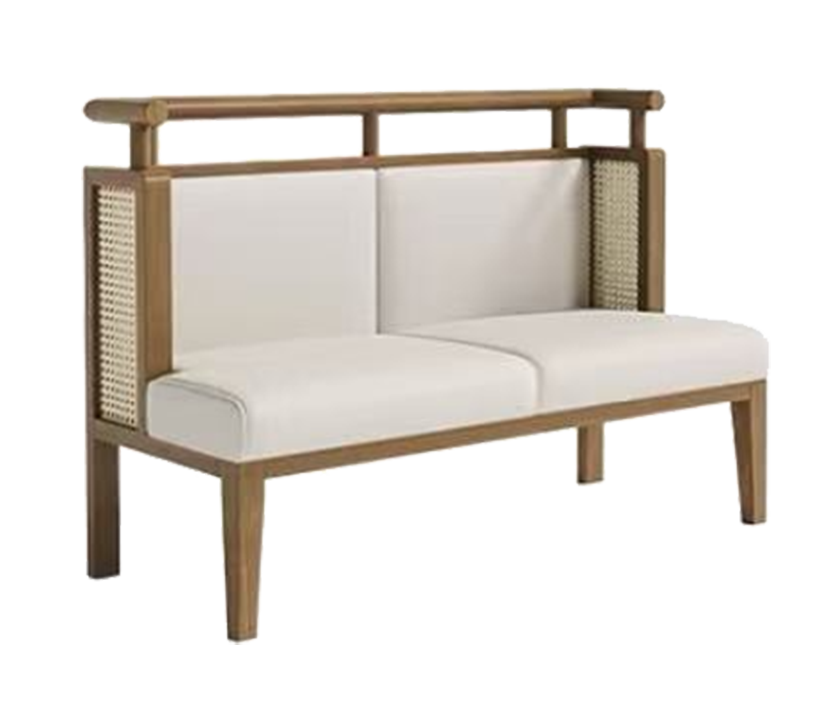 Ash wood Single Booth with Grey Vinyl Seat&Back, Finish Natural
