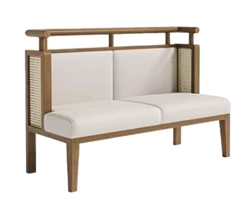 Ash wood Single Booth with Grey Vinyl Seat&Back, Finish Natural