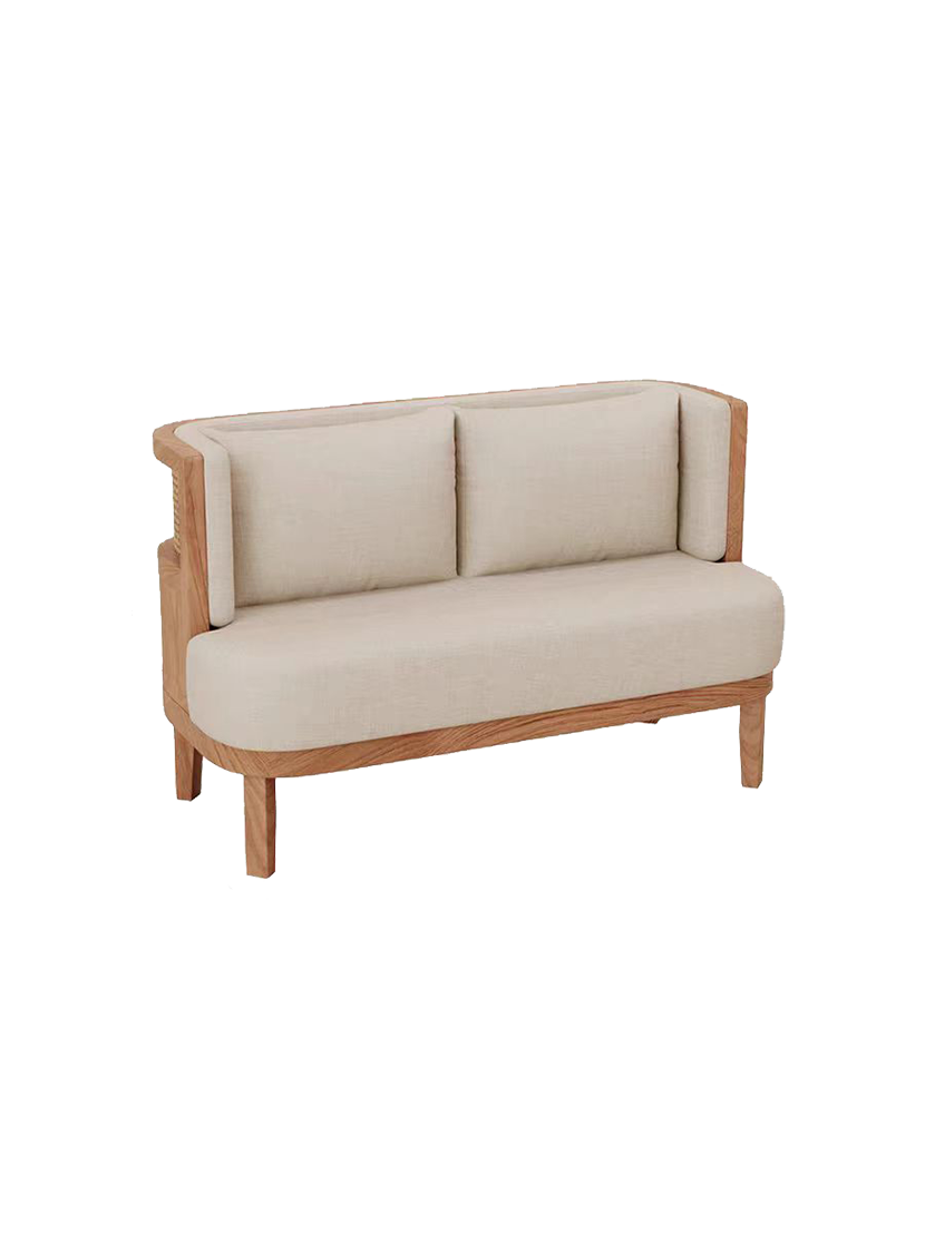 48" Length Single Booth with Solid wood Frame, Finish Natural