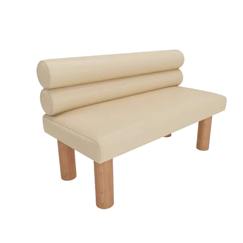 48" Single Booth with Beige Vinly Seat&Back, Finish Natural