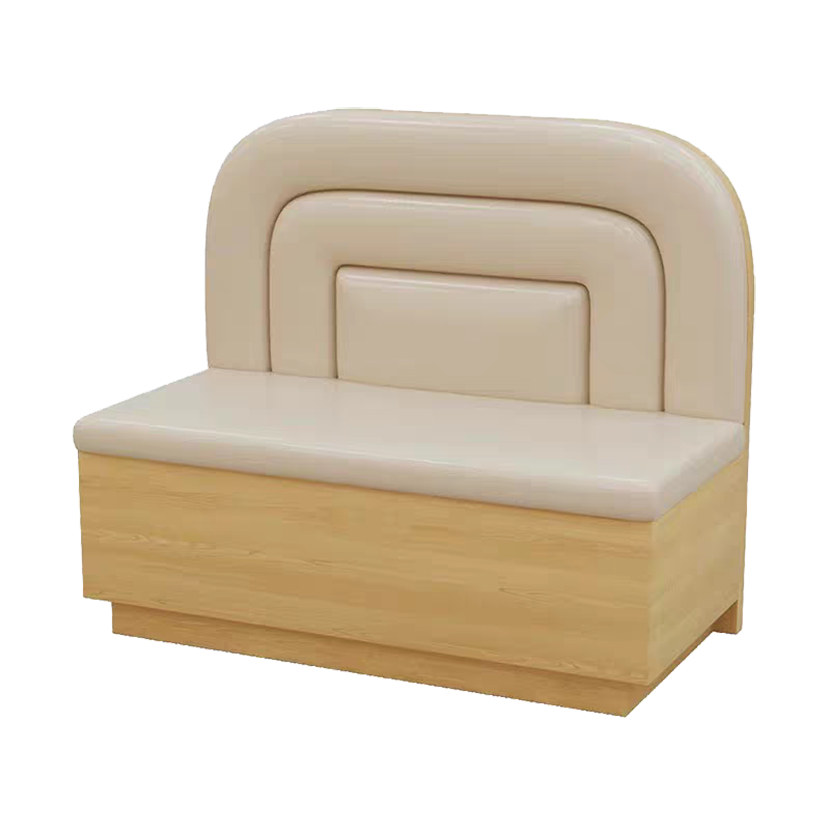 Southeast Asia Style 48" Length Single Booth with Beige Seat&Back, Finish Natural