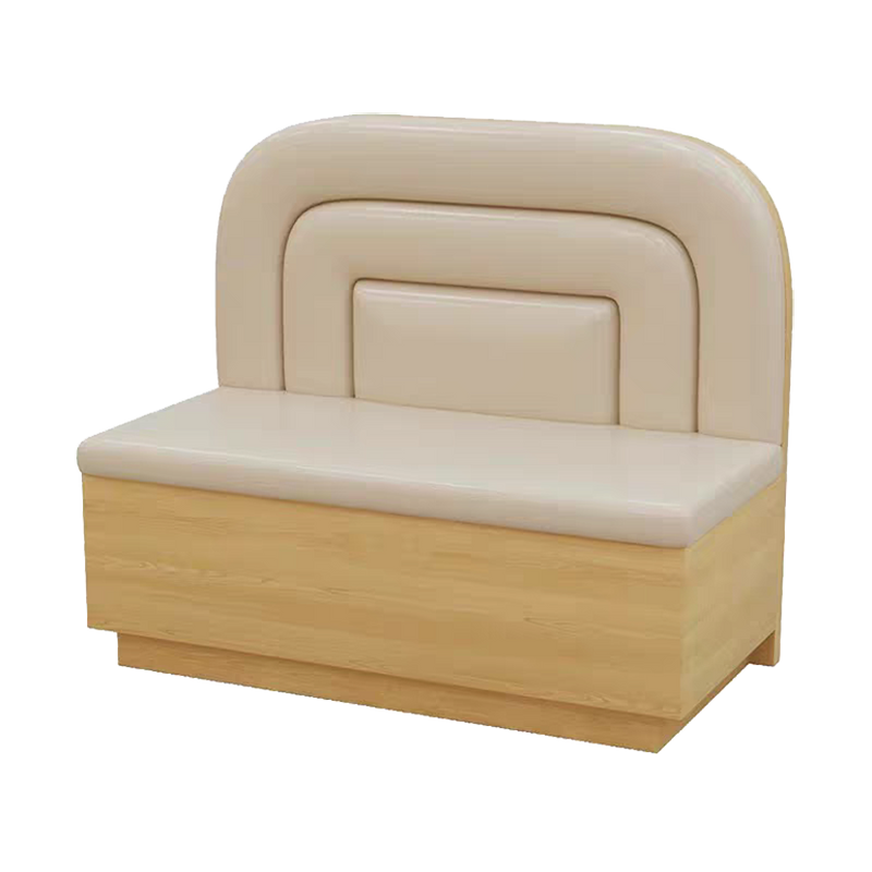 Southeast Asia Style 48" Length Single Booth with Beige Seat&Back, Finish Natural