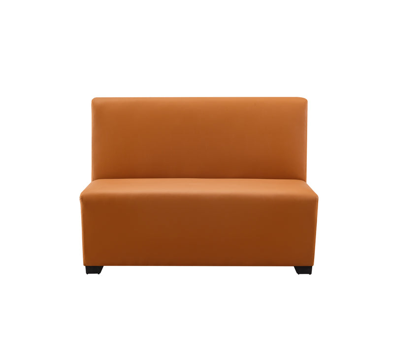 48" Length Single Booth with Orange Vinyl Seat/Back