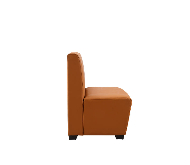 48" Length Single Booth with Orange Vinyl Seat/Back