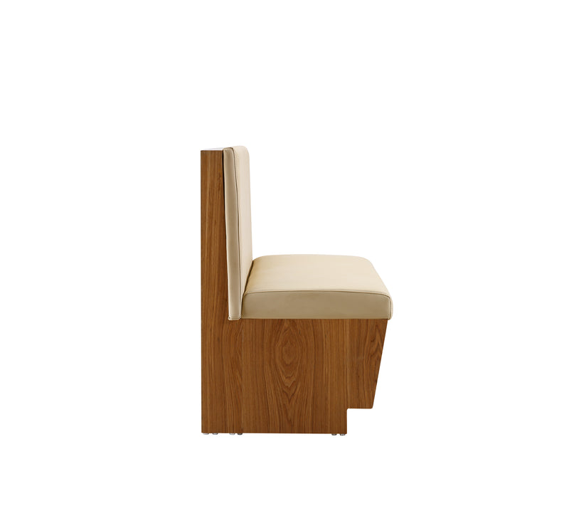 48" Length Single Booth with Beige Vinyl Seat, Finish Natural