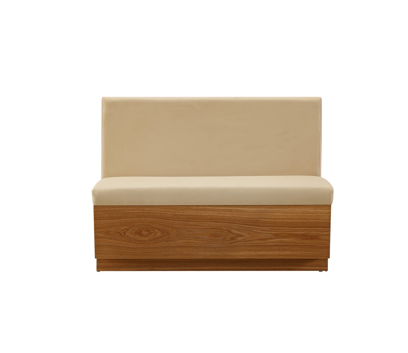 48" Length Single Booth with Beige Vinyl Seat, Finish Natural