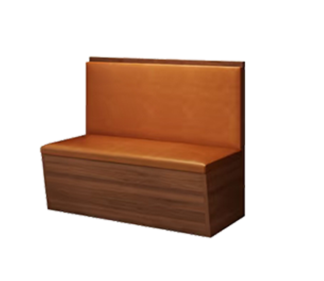 48" Length Single Booth with Brown Vinyl Seat, Finish Walnut