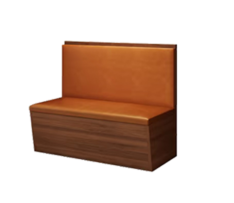48" Length Single Booth with Brown Vinyl Seat, Finish Walnut