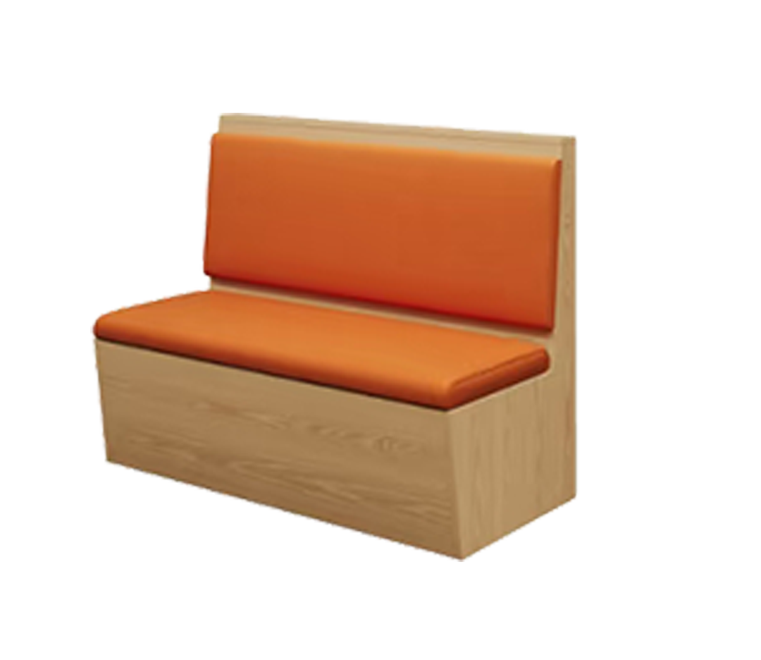 48" Length Single Booth with Brown Vinyl Seat, Finish Natural