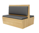 48" Length Double Booth with Grey Vinyl Seat, Finish Natural