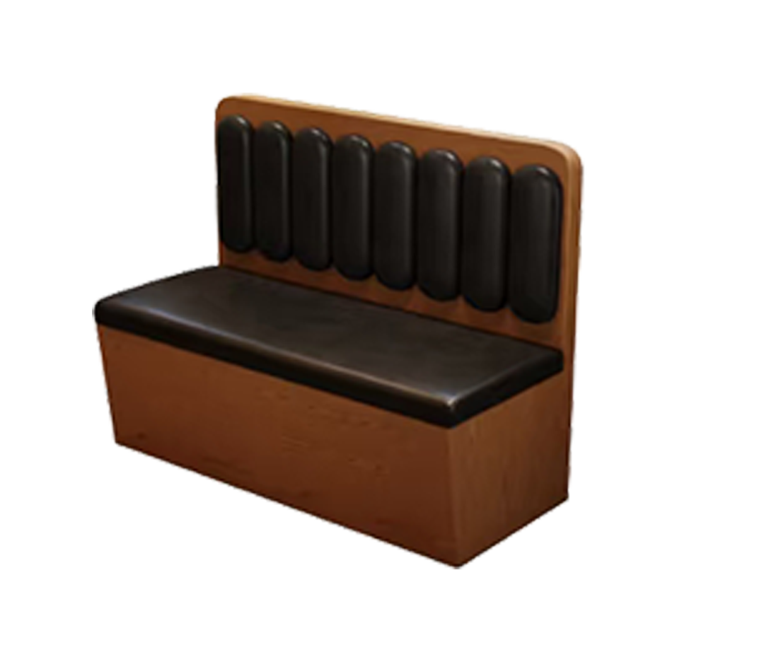 48" Length Single Booth with Black Vinyl Seat, Finish Walnut
