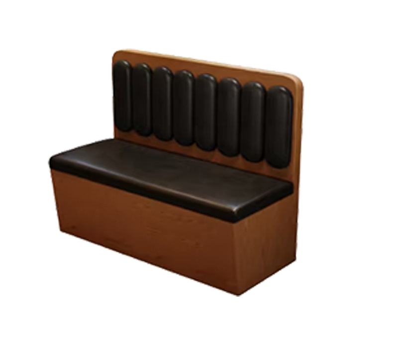 48" Length Single Booth with Black Vinyl Seat, Finish Walnut