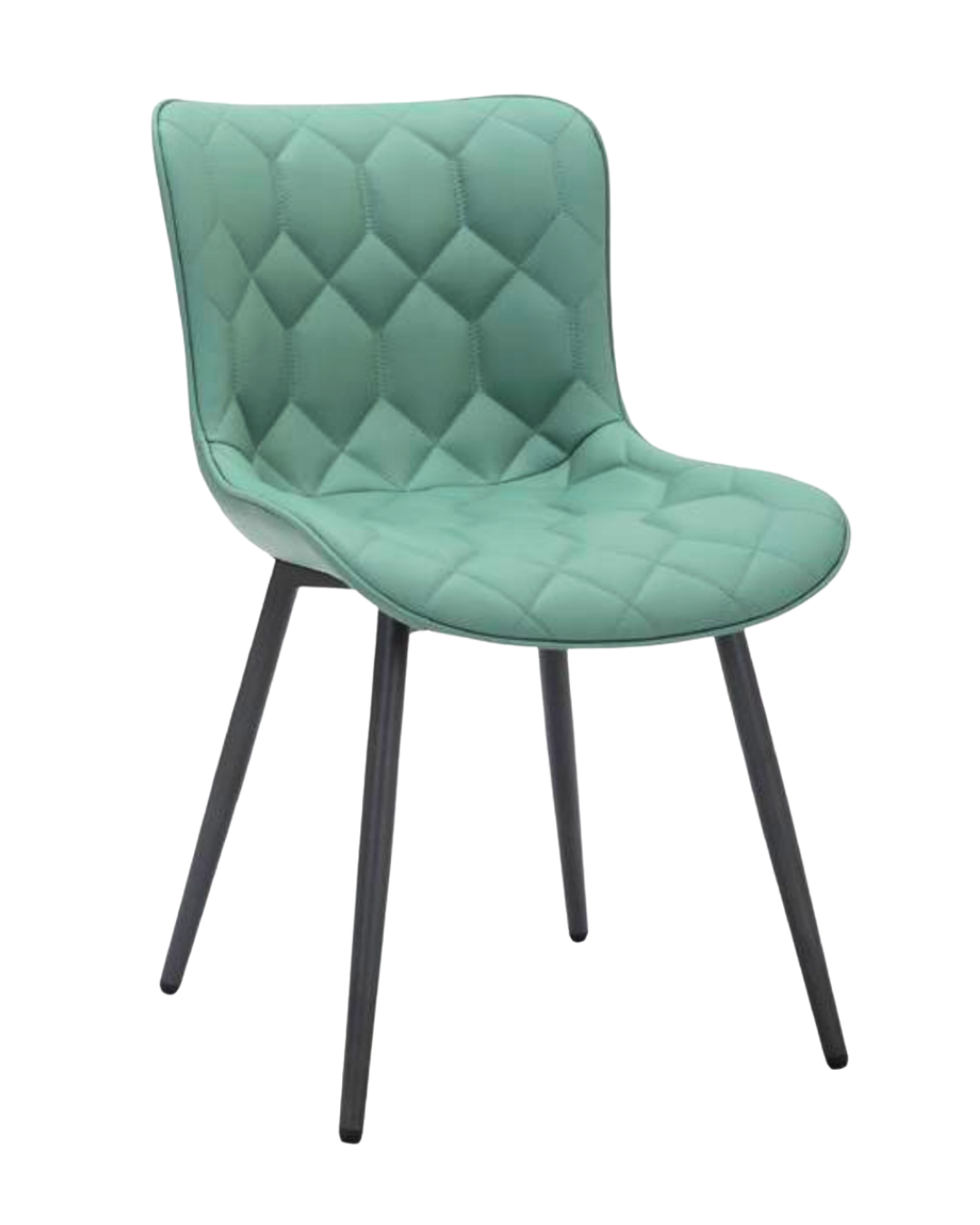 Seafoam Green indoor modern green chair with diamond pattern and black legs