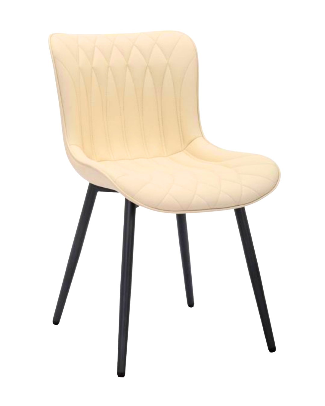 Cream indoor modern white chair with diamond pattern and black legs