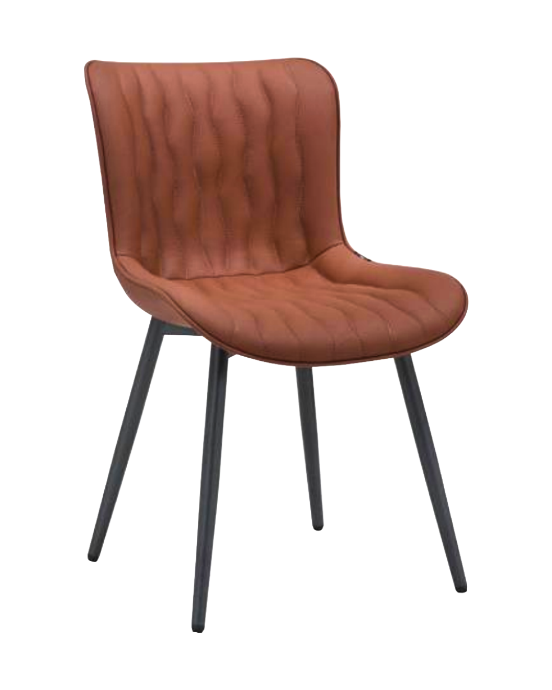 Brown indoor modern brown chair with unique pattern and black legs