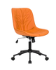 Indoor modern orange chair with unique pattern and black legs