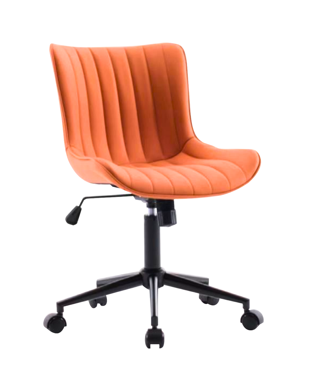 Orange indoor modern orange office chair with vertical pattern and black legs