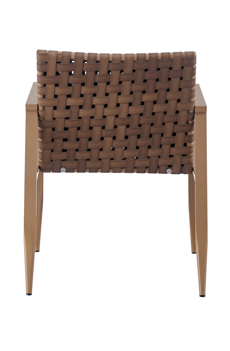 Outdoor Woven Poly PU Aluminum Chair , Finish Brown