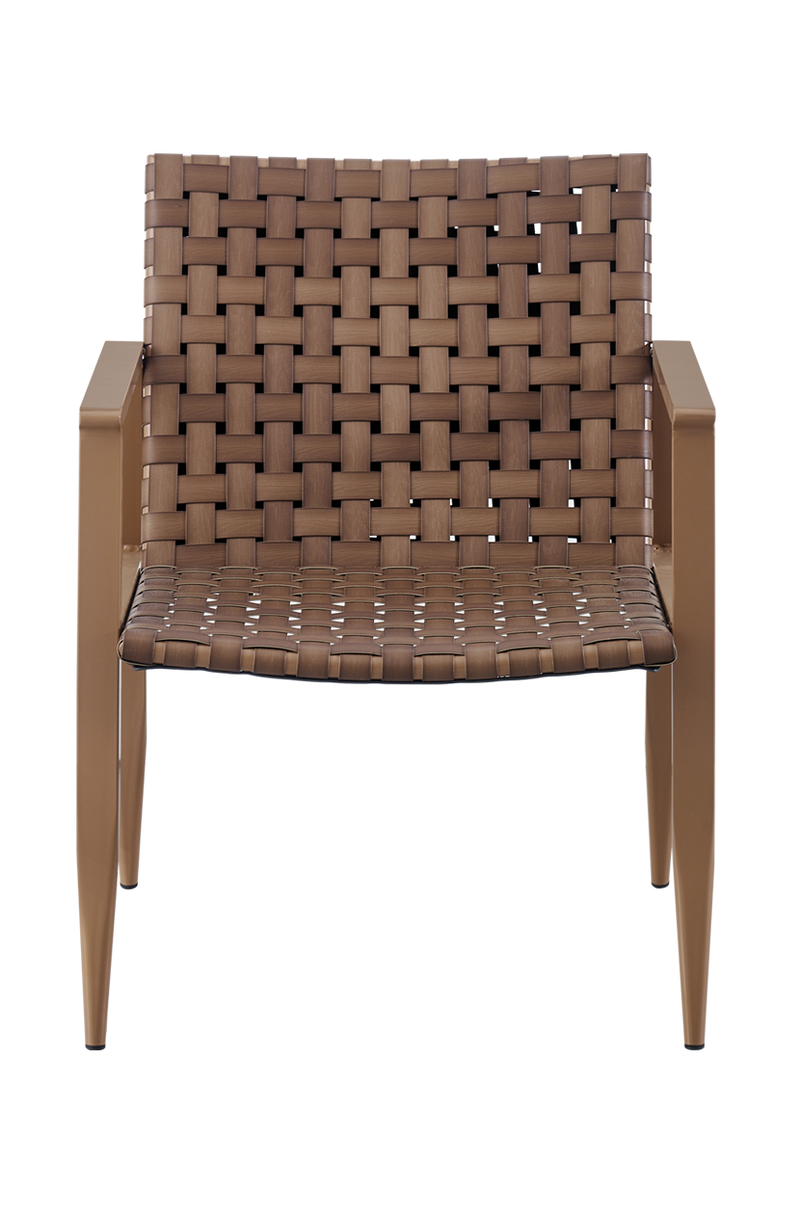 Outdoor Woven Poly PU Aluminum Chair , Finish Brown