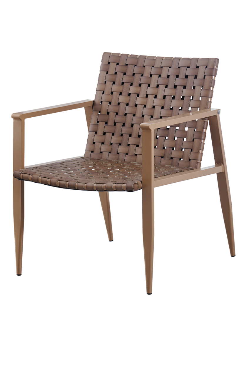 Outdoor Woven Poly PU Aluminum Chair , Finish Brown