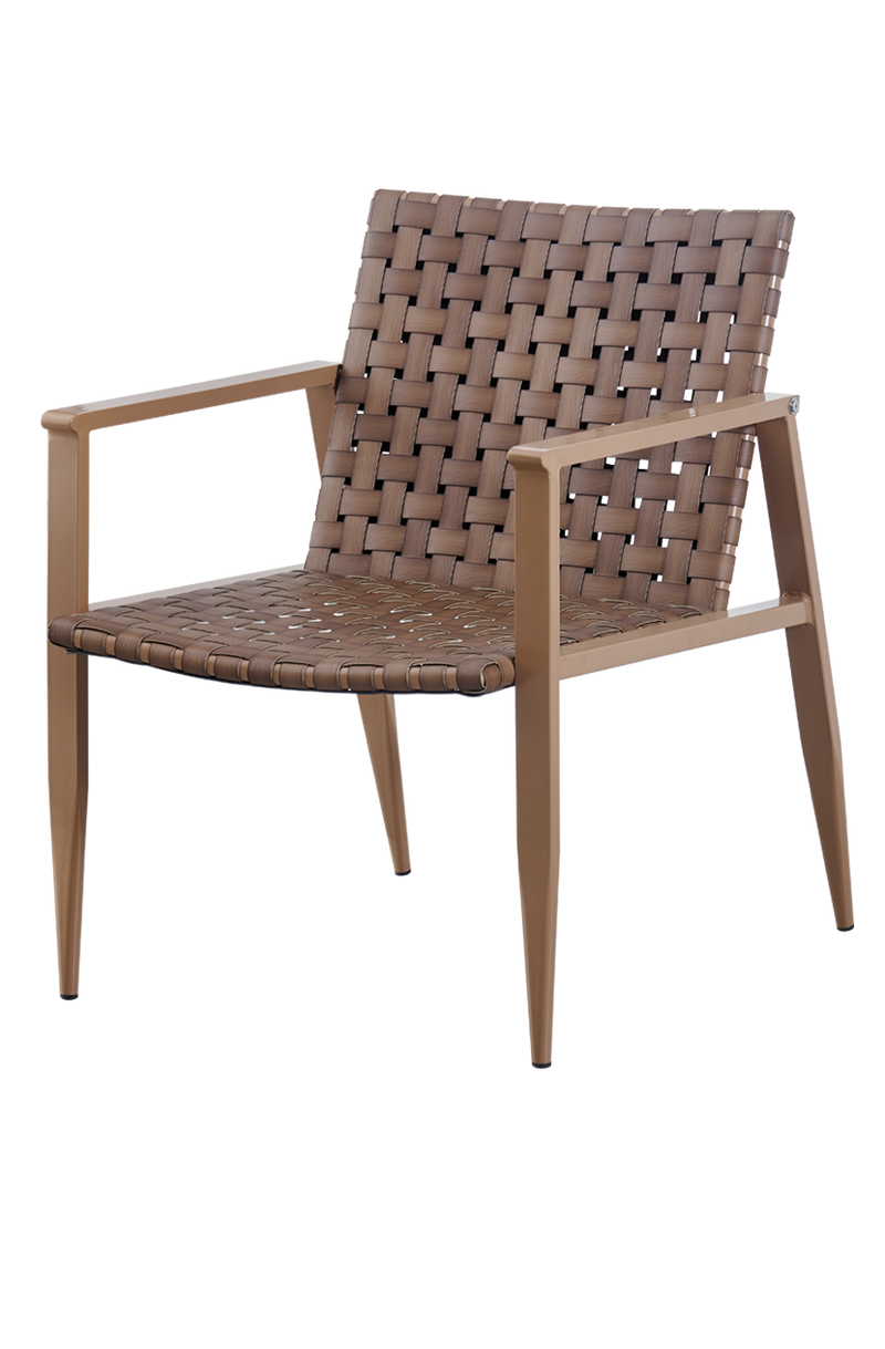Outdoor Woven Poly PU Aluminum Chair , Finish Brown