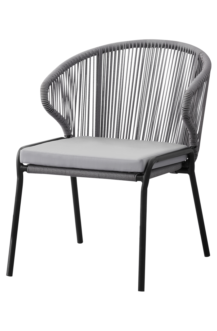 Grey Outdoor Woven Rope Chair w/ Black Frame