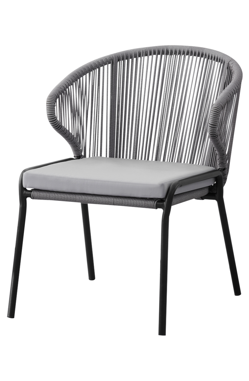 Grey Outdoor Woven Rope Chair w/ Black Frame