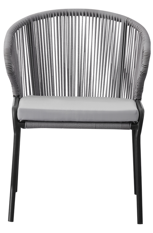 Grey Outdoor Woven Rope Chair w/ Black Frame
