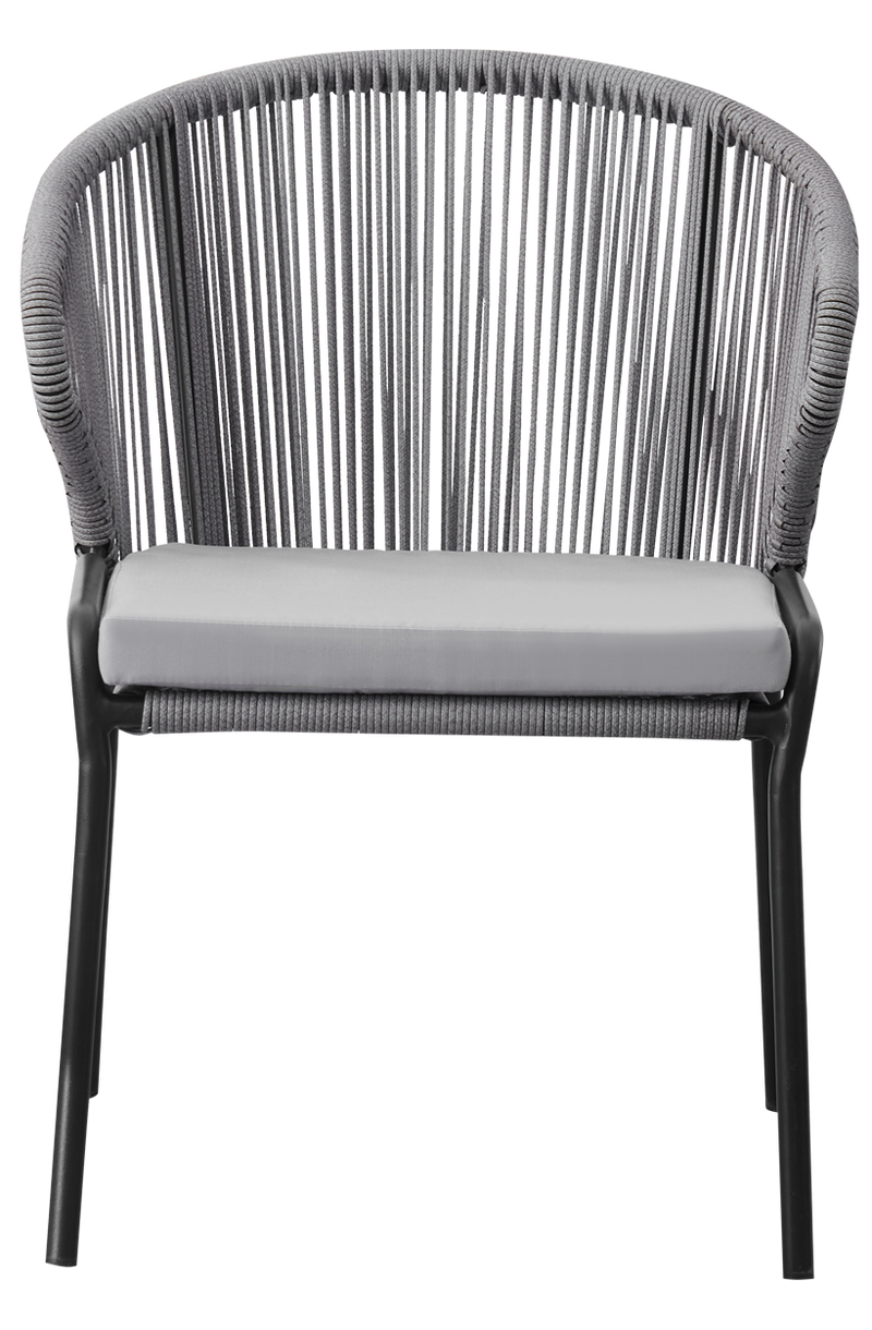 Grey Outdoor Woven Rope Chair w/ Black Frame