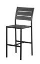 Outdoor Armless Black Steel Barstool with Black Imitation Teak Slats