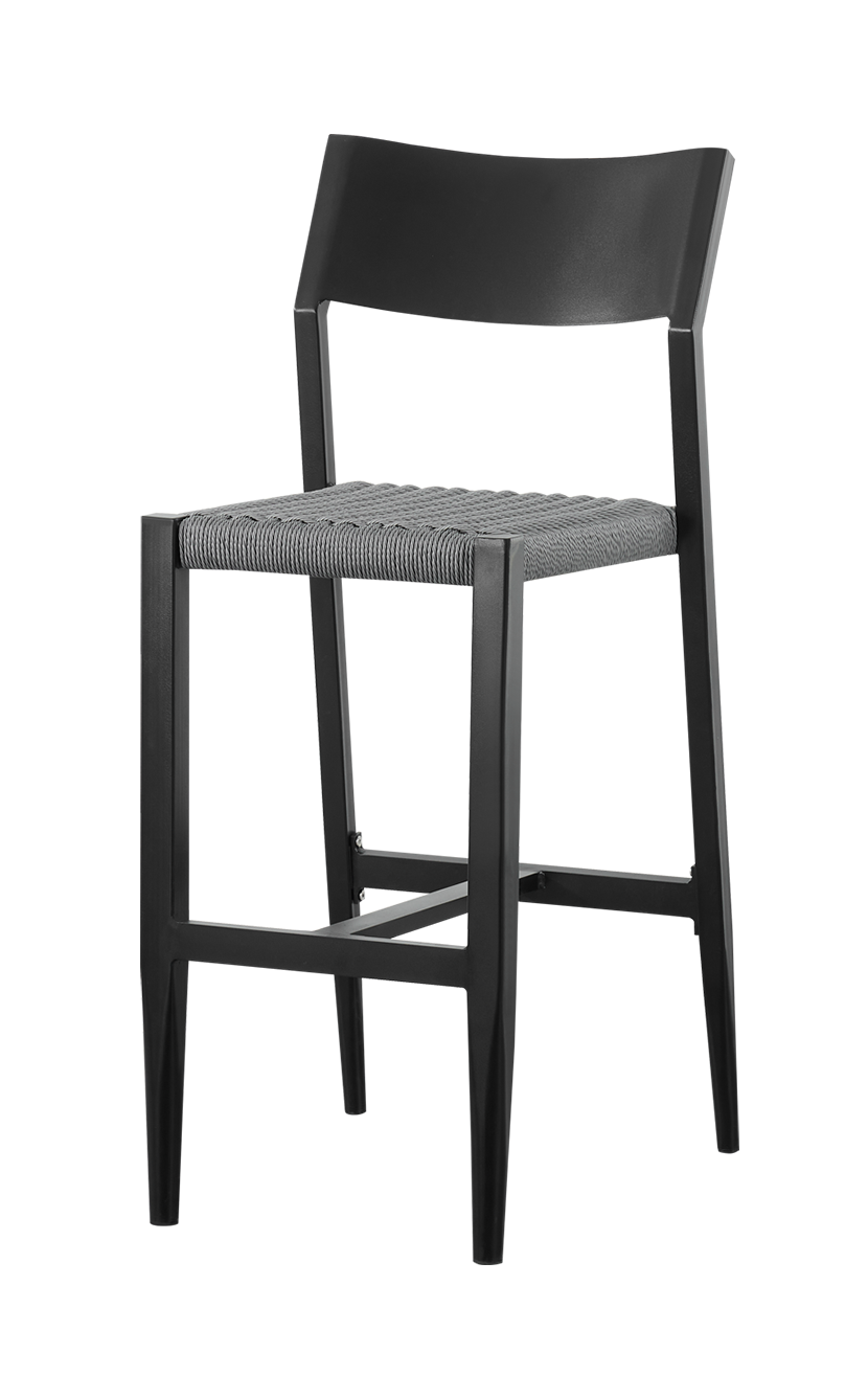 Outdoor Aluminum Barstool with Poly Woven Back & Seat