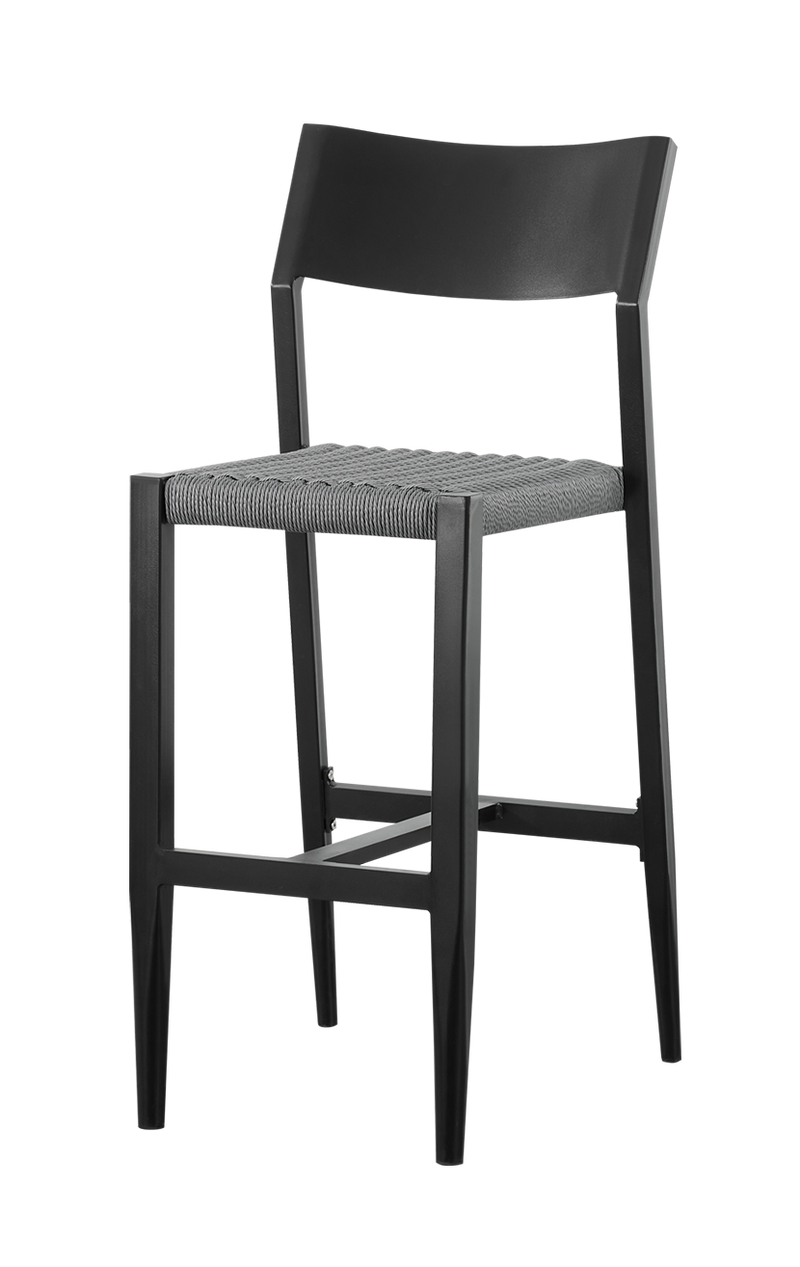 Outdoor Aluminum Barstool with Poly Woven Back & Seat