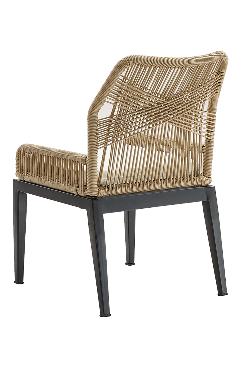 Outdoor Aluminum Poly Woven Rope Chair W/ White Seat