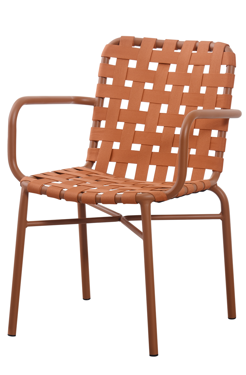 Outdoor Aluminum Woven Rope Chair W/ Orange Powder-Coated
