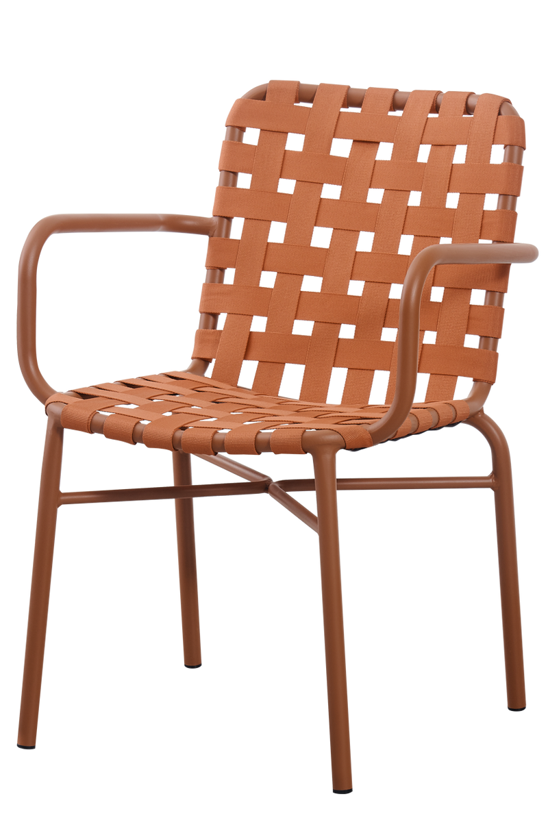 Outdoor Aluminum Woven Rope Chair W/ Orange Powder-Coated