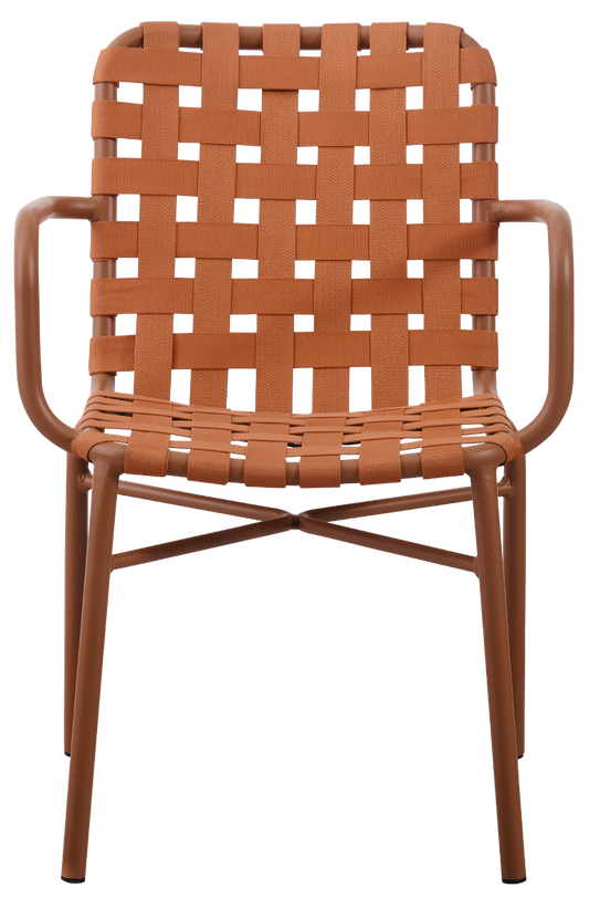 Outdoor Aluminum Woven Rope Chair W/ Orange Powder-Coated