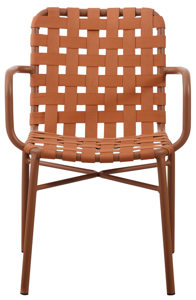 Outdoor Aluminum Woven Rope Chair W/ Orange Powder-Coated